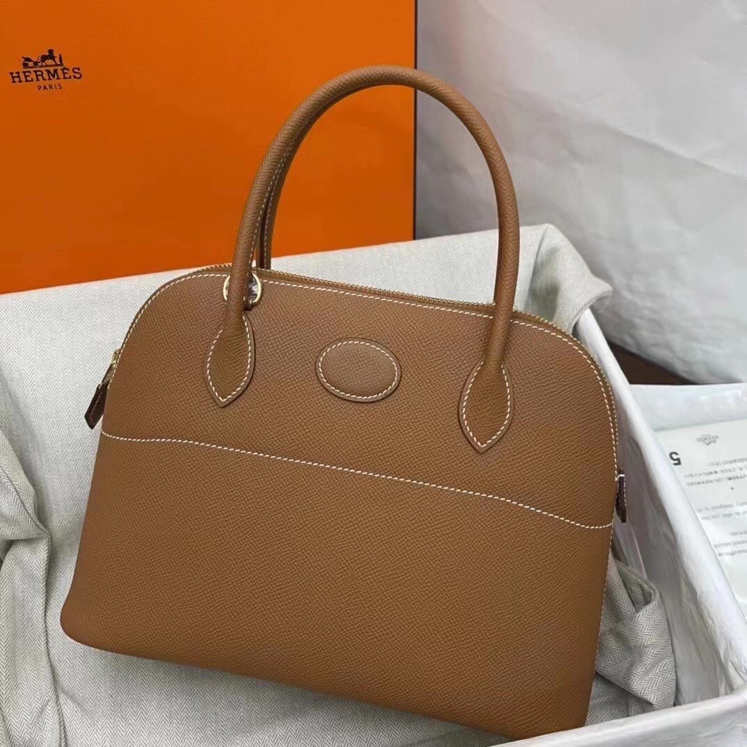 Hermes Bolide 27cm Handbag In Brown Epsom Leather